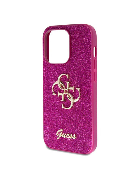 Véritable GUESS Case GUHCP15LHG4SGU pour iPhone 15 Pro (Fixed Glitter Big 4G / violet)