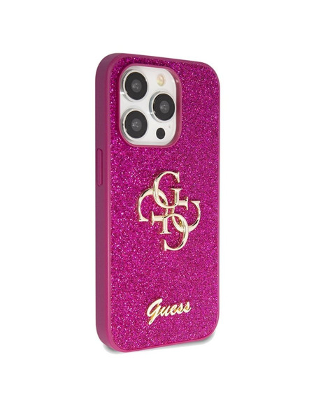Véritable GUESS Case GUHCP15LHG4SGU pour iPhone 15 Pro (Fixed Glitter Big 4G / violet)