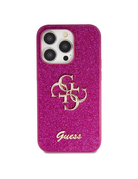 Véritable GUESS Case GUHCP15LHG4SGU pour iPhone 15 Pro (Fixed Glitter Big 4G / violet)