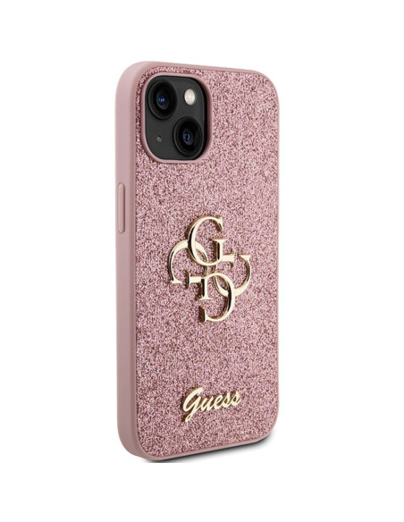 Véritable GUESS Case GUHCP15SHG4SGP pour iPhone 15 (Fixed Glitter Big 4G / pink)