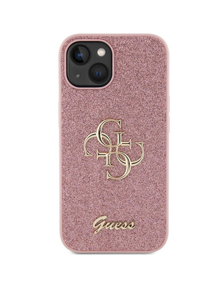 Véritable GUESS Case GUHCP15SHG4SGP pour iPhone 15 (Fixed Glitter Big 4G / pink)