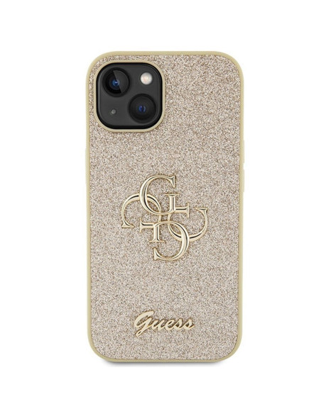 Véritable GUESS Case GUHCP15SHG4SGD pour iPhone 15 (Fixed Glitter Big 4G / Gold)
