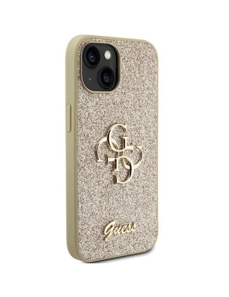 Véritable GUESS Case GUHCP15MHG4SGD pour iPhone 15 PLUS (Fixed Glitter Big 4G / Gold)