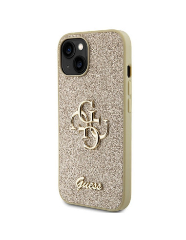 Véritable GUESS Case GUHCP15MHG4SGD pour iPhone 15 PLUS (Fixed Glitter Big 4G / Gold)