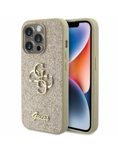 Véritable GUESS Case GUHCP15LHG4SGD pour iPhone 15 PRO (Fixed Glitter Big 4G / Gold)