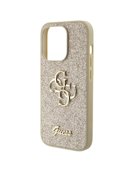 Véritable GUESS Case GUHCP15LHG4SGD pour iPhone 15 PRO (Fixed Glitter Big 4G / Gold)