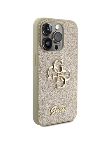 Véritable GUESS Case GUHCP15LHG4SGD pour iPhone 15 PRO (Fixed Glitter Big 4G / Gold)