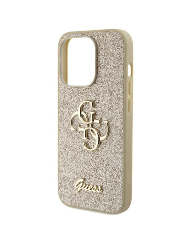 Véritable GUESS Case GUHCP15XHG4SGD pour iPhone 15 PRO MAX (Fixed Glitter Big 4G / Gold)