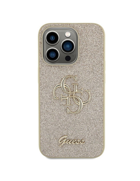 Véritable GUESS Case GUHCP15XHG4SGD pour iPhone 15 PRO MAX (Fixed Glitter Big 4G / Gold)