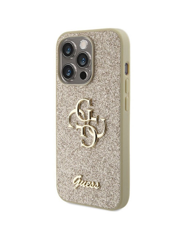 Véritable GUESS Case GUHCP15XHG4SGD pour iPhone 15 PRO MAX (Fixed Glitter Big 4G / Gold)