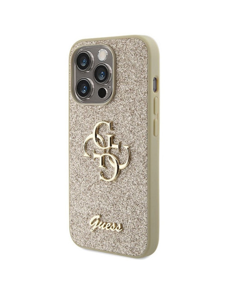 Véritable GUESS Case GUHCP15XHG4SGD pour iPhone 15 PRO MAX (Fixed Glitter Big 4G / Gold)