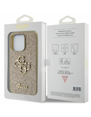 Véritable GUESS Case GUHCP15XHG4SGD pour iPhone 15 PRO MAX (Fixed Glitter Big 4G / Gold)