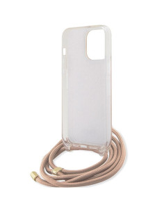 Véritable GUESS Case GUHCP15LHC4SEP pour iPhone 15 Pro (Crossbody Cord 4G Print / Pink) 2