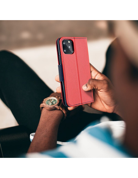 Etui pour IPHONE 16 PRO MAX rouge / bleu marine