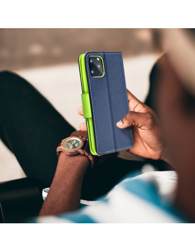 Étui pour IPHONE 16 PLUS bleu marine / vert lime