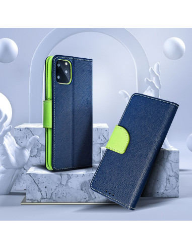 Étui pour IPHONE 16 PLUS bleu marine / vert lime