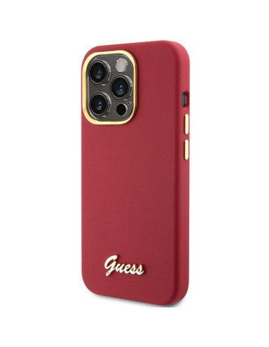 Coque GUESS pour IPHONE 15 Pro GUHCP15LSMBSLM (Silicone Script Metal Logo & Frame) magenta