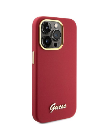 Coque GUESS pour IPHONE 15 Pro GUHCP15LSMBSLM (Silicone Script Metal Logo & Frame) magenta