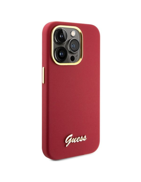 Coque GUESS pour IPHONE 15 Pro GUHCP15LSMBSLM (Silicone Script Metal Logo & Frame) magenta