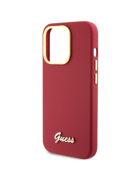 Coque GUESS pour IPHONE 15 Pro GUHCP15LSMBSLM (Silicone Script Metal Logo & Frame) magenta