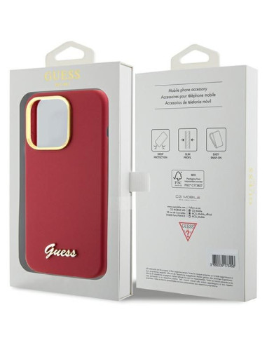 Coque GUESS pour IPHONE 15 Pro GUHCP15LSMBSLM (Silicone Script Metal Logo & Frame) magenta
