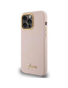 Coque GUESS pour IPHONE 15 Pro GUHCP15LSMBSLP (Silicone Script Metal Logo & Frame) rose 2
