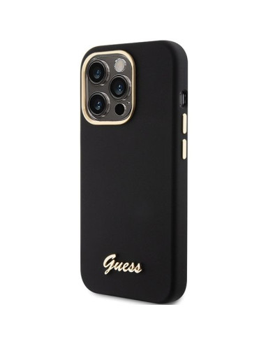 Coque GUESS pour IPHONE 15 Pro GUHCP15LSMBSLK (Silicone Script Metal Logo & Frame) noir