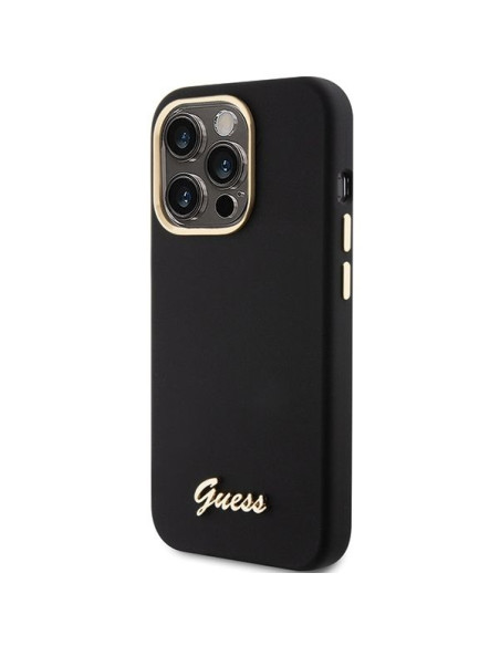 Coque GUESS pour IPHONE 15 Pro GUHCP15LSMBSLK (Silicone Script Metal Logo & Frame) noir