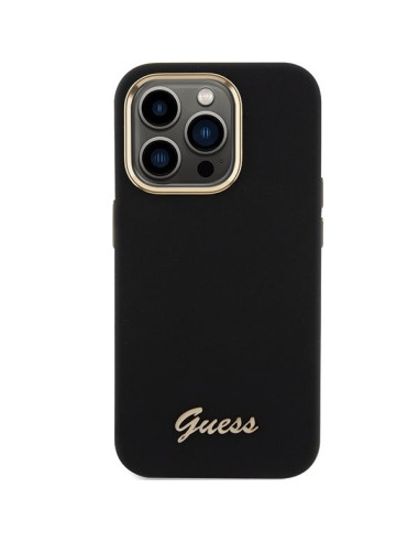 Coque GUESS pour IPHONE 15 Pro GUHCP15LSMBSLK (Silicone Script Metal Logo & Frame) noir