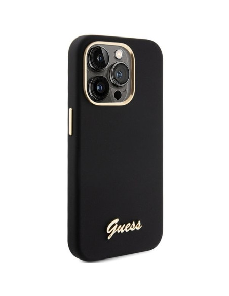 Coque GUESS pour IPHONE 15 Pro GUHCP15LSMBSLK (Silicone Script Metal Logo & Frame) noir