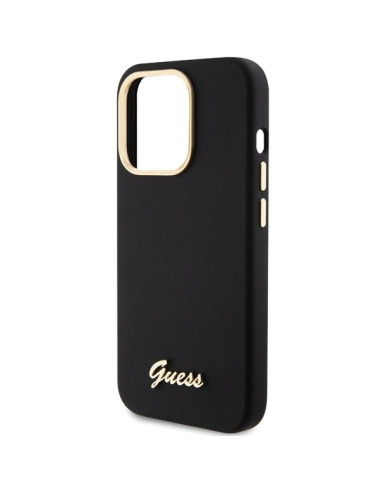 Coque GUESS pour IPHONE 15 Pro GUHCP15LSMBSLK (Silicone Script Metal Logo & Frame) noir
