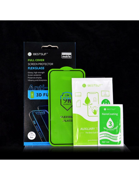 Verre hybride BESTSUIT FLEXIBLE 5D Full Glue - APP iPhone 16 Plus NOIR
