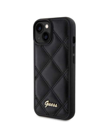 Coque GUESS pour IPHONE 13 / 14 / 15 GUHCP15SPSQSQSK (Quilted Metal Logo) noir