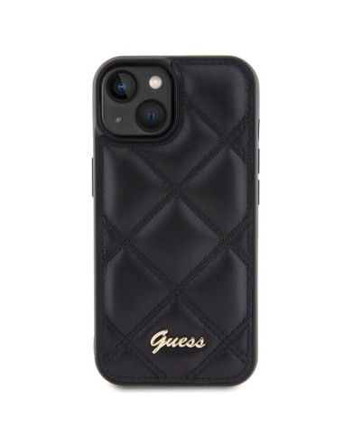 Coque GUESS pour IPHONE 13 / 14 / 15 GUHCP15SPSQSQSK (Quilted Metal Logo) noir
