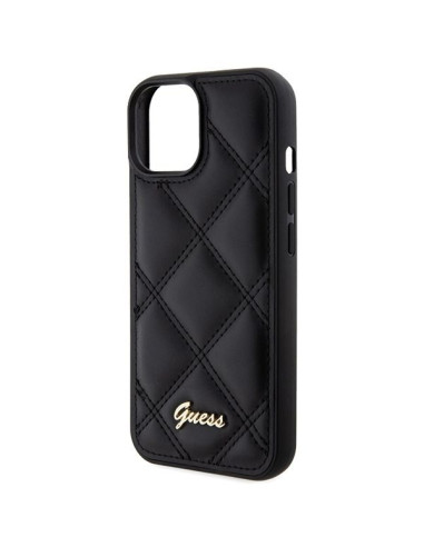Coque GUESS pour IPHONE 13 / 14 / 15 GUHCP15SPSQSQSK (Quilted Metal Logo) noir