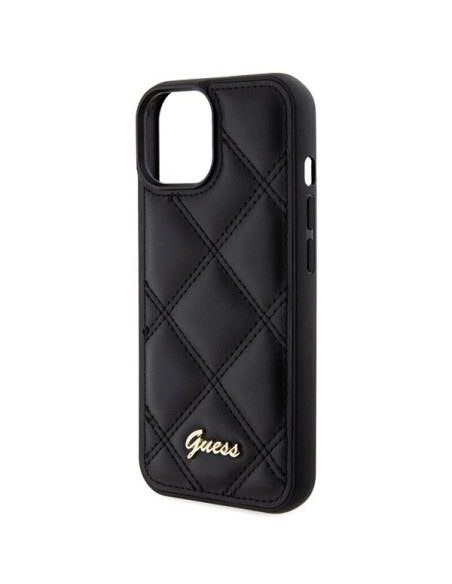 Coque GUESS pour IPHONE 13 / 14 / 15 GUHCP15SPSQSQSK (Quilted Metal Logo) noir