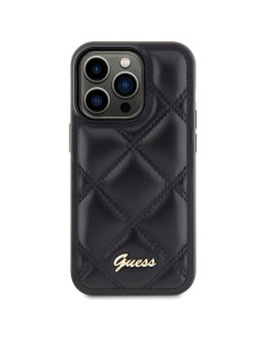 Véritable GUESS Case GUHCP15XPSQSQSK pour iPhone 15 Pro Max (Quilted Metal Logo / Black) 2