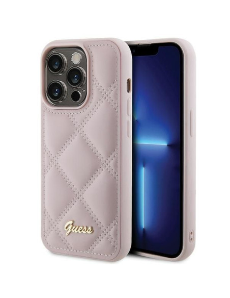 Coque GUESS pour IPHONE 15 Pro GUHCP15LPSQSQSP (Quilted Metal Logo) rose