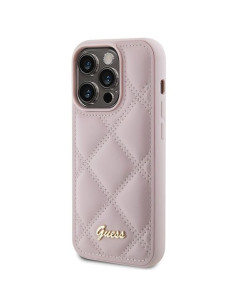 Coque GUESS pour IPHONE 15 Pro GUHCP15LPSQSQSP (Quilted Metal Logo) rose 2