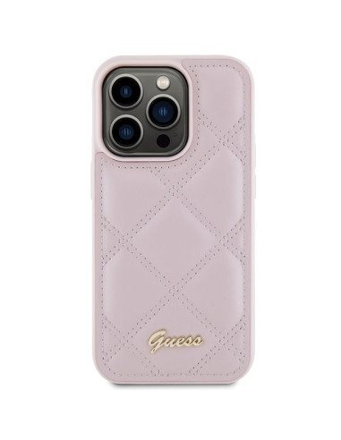 Coque GUESS pour IPHONE 15 Pro GUHCP15LPSQSQSP (Quilted Metal Logo) rose