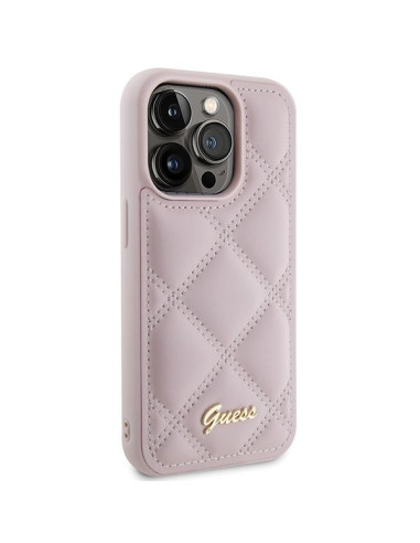 Coque GUESS pour IPHONE 15 Pro GUHCP15LPSQSQSP (Quilted Metal Logo) rose