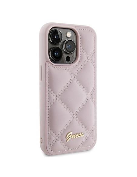 Coque GUESS pour IPHONE 15 Pro GUHCP15LPSQSQSP (Quilted Metal Logo) rose