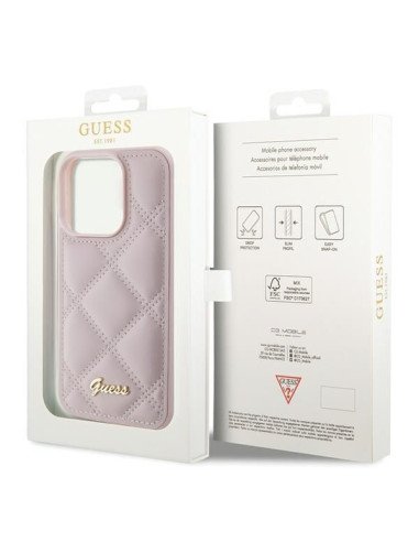 Coque GUESS pour IPHONE 15 Pro GUHCP15LPSQSQSP (Quilted Metal Logo) rose