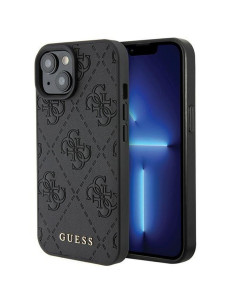 Véritable GUESS Case GUHCP15SP4EPMK pour iPhone 15 (Quilted 4G Classic / Black)