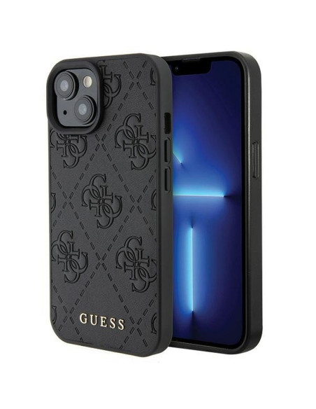 Véritable GUESS Case GUHCP15SP4EPMK pour iPhone 15 (Quilted 4G Classic / Black)