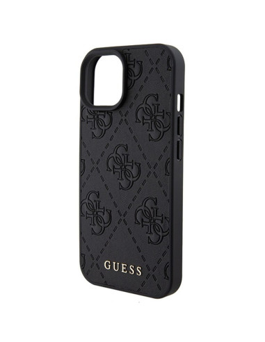 Véritable GUESS Case GUHCP15SP4EPMK pour iPhone 15 (Quilted 4G Classic / Black)