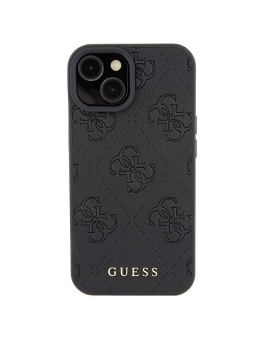 Véritable GUESS Case GUHCP15SP4EPMK pour iPhone 15 (Quilted 4G Classic / Black)