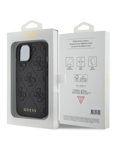 Véritable GUESS Case GUHCP15SP4EPMK pour iPhone 15 (Quilted 4G Classic / Black)