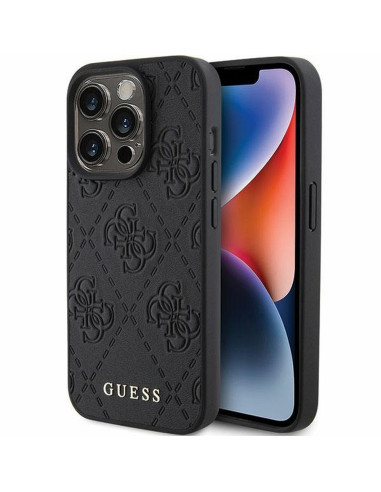 Véritable GUESS Case GUHCP15LP4EPMK pour iPhone 15 PRO (Quilted 4G Classic / Black)