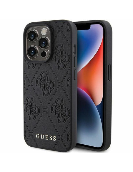 Véritable GUESS Case GUHCP15LP4EPMK pour iPhone 15 PRO (Quilted 4G Classic / Black)